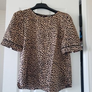 Loft Cheetah Blouse Petite Medium
